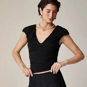 J crew Ruched V-neck top in stretch cotton blend